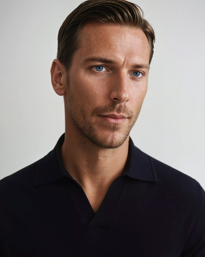 Långärmad Polo Utan Knappar Svart