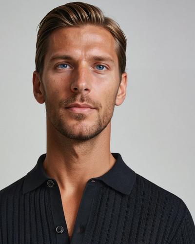 Svart Virkat Polo Cardigan