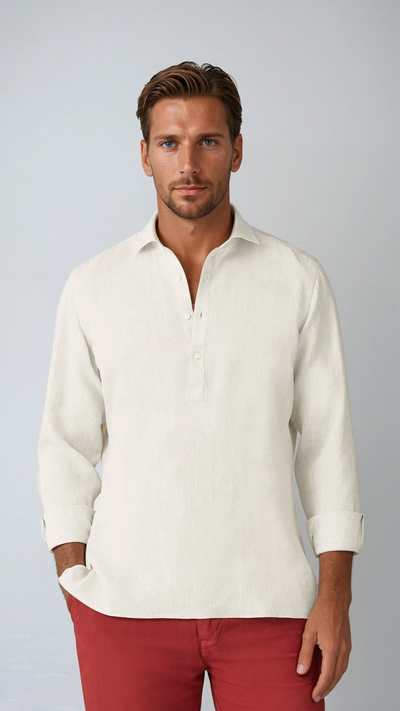 Linne Pop-over Skjorta - Beige