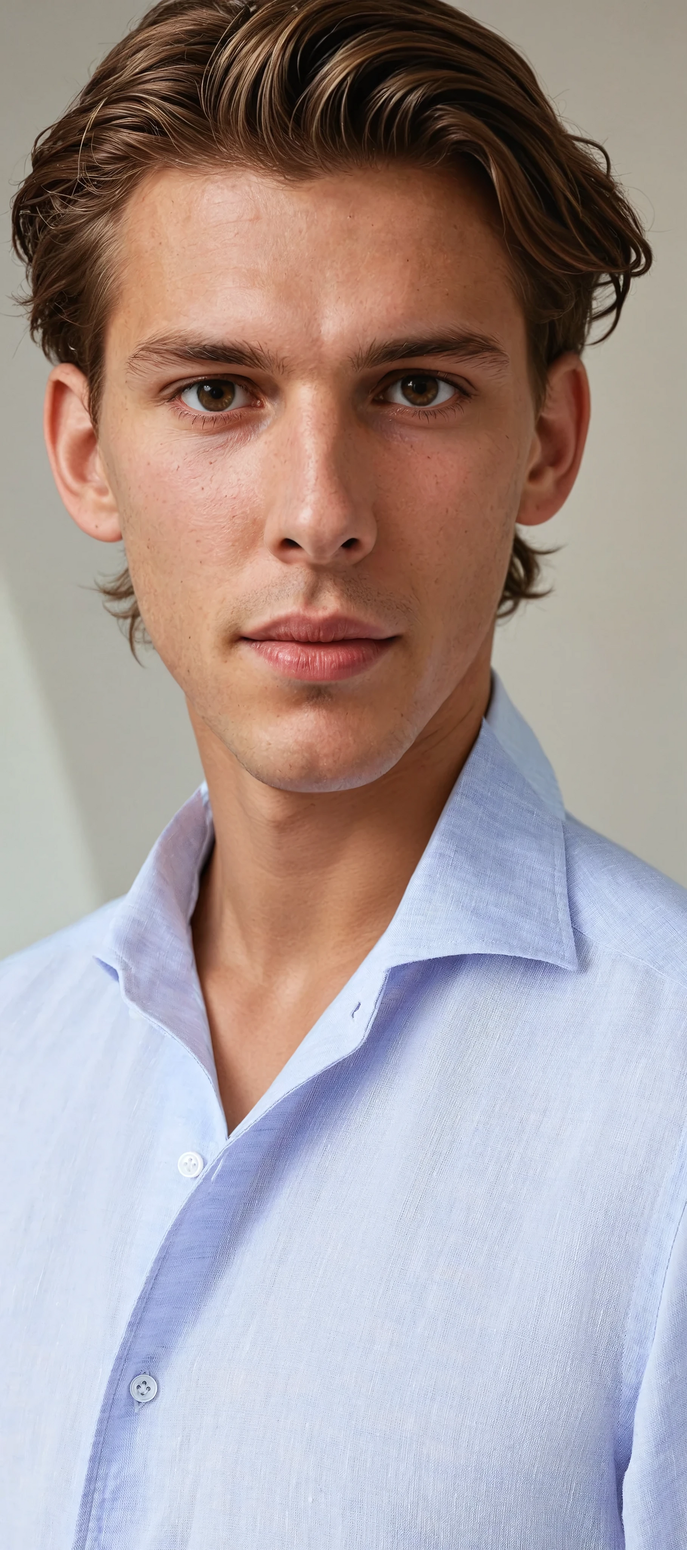 Linne Skjorta Ljusblå