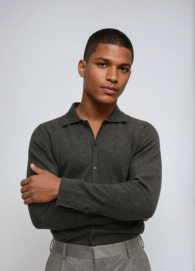 Kashmirullskjorta Mörkgrå