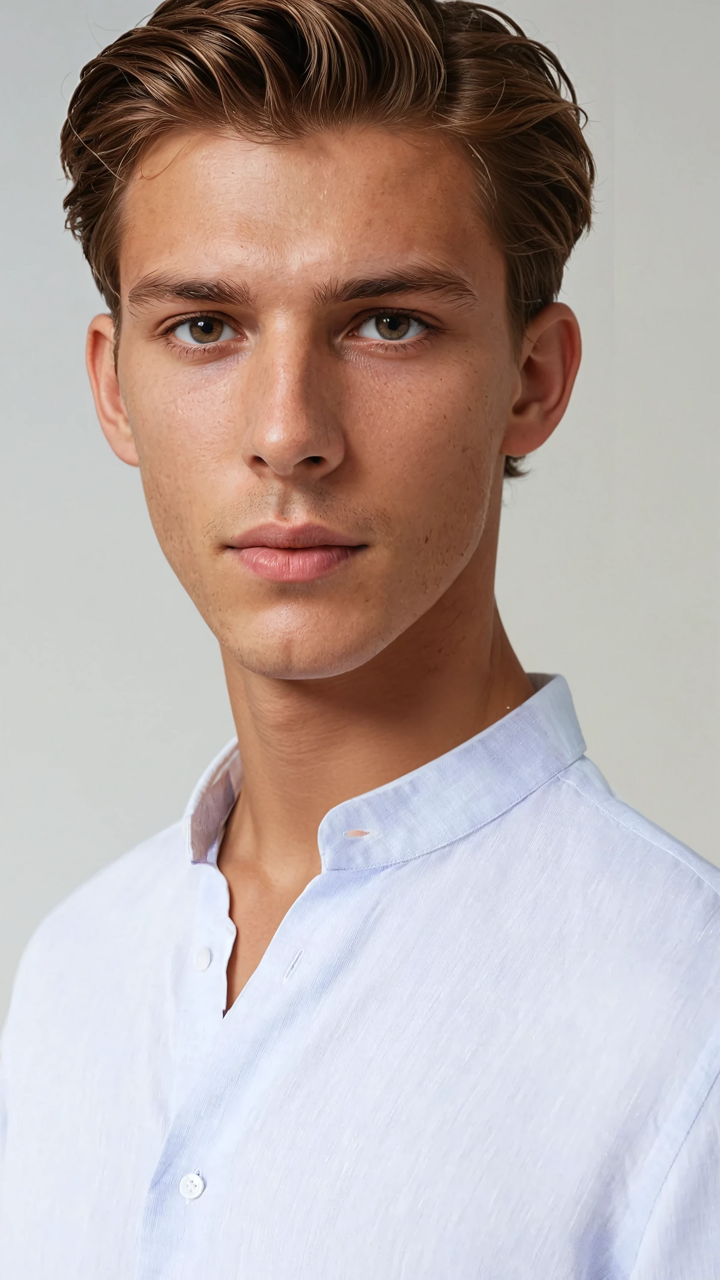 Ljusblå Linneband Krag skjorta