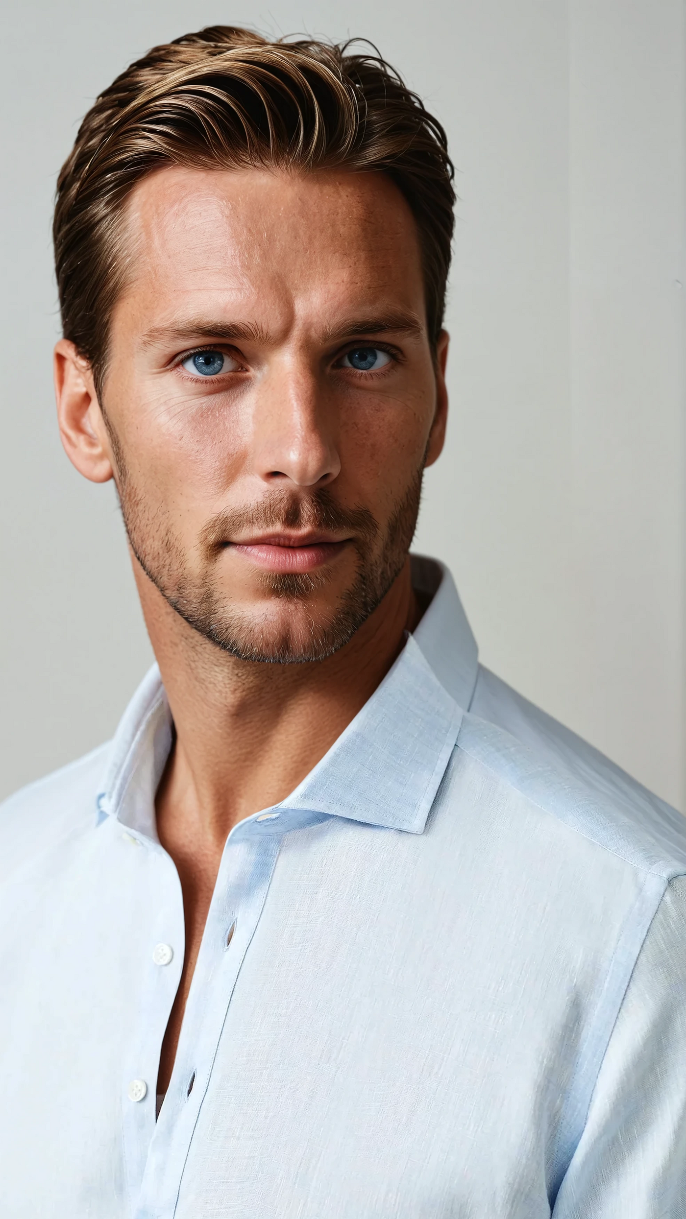 Linne Pop-over Skjorta - Ljusblå