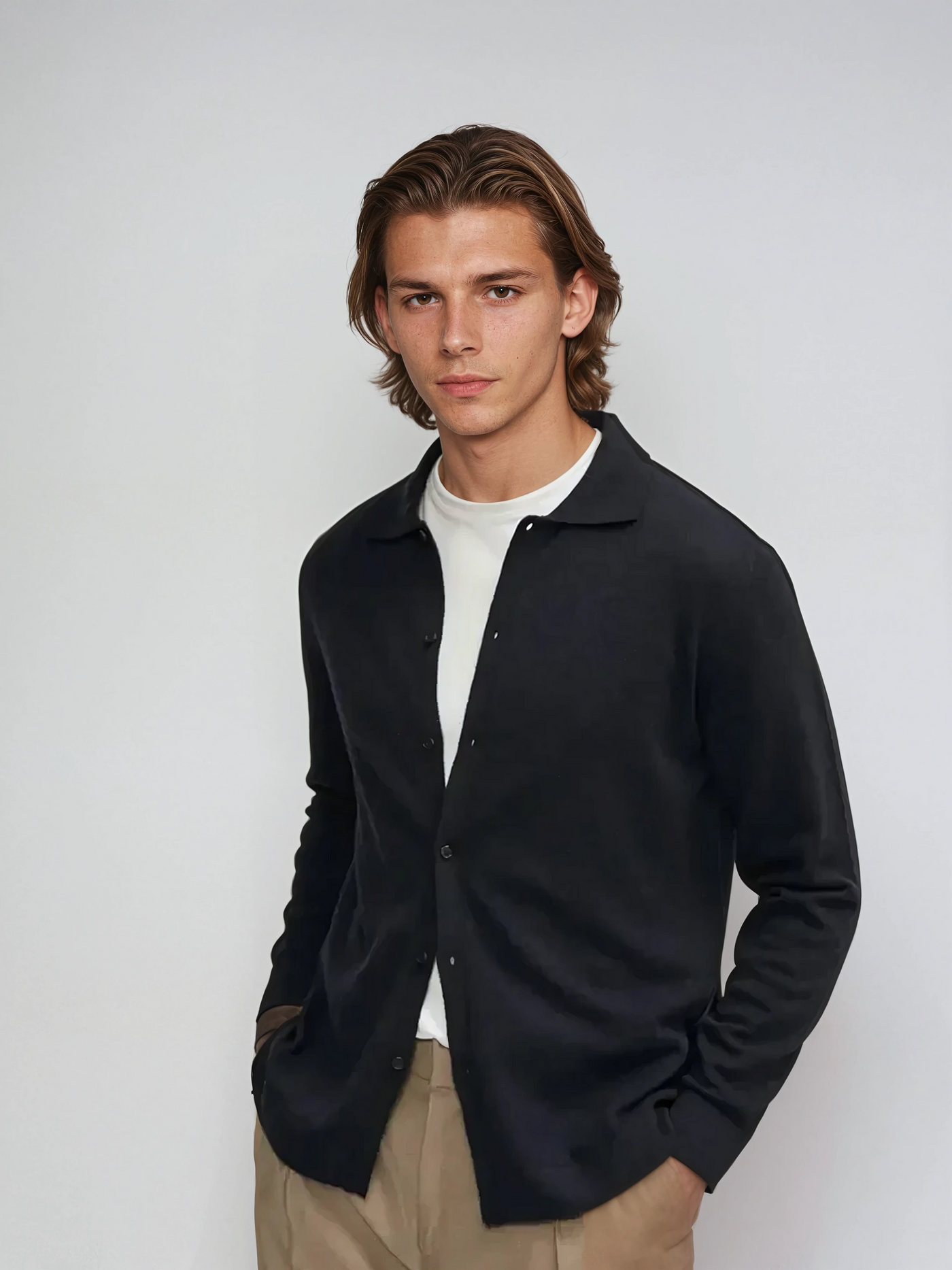 Cashmere Ullskjorta Marinblå