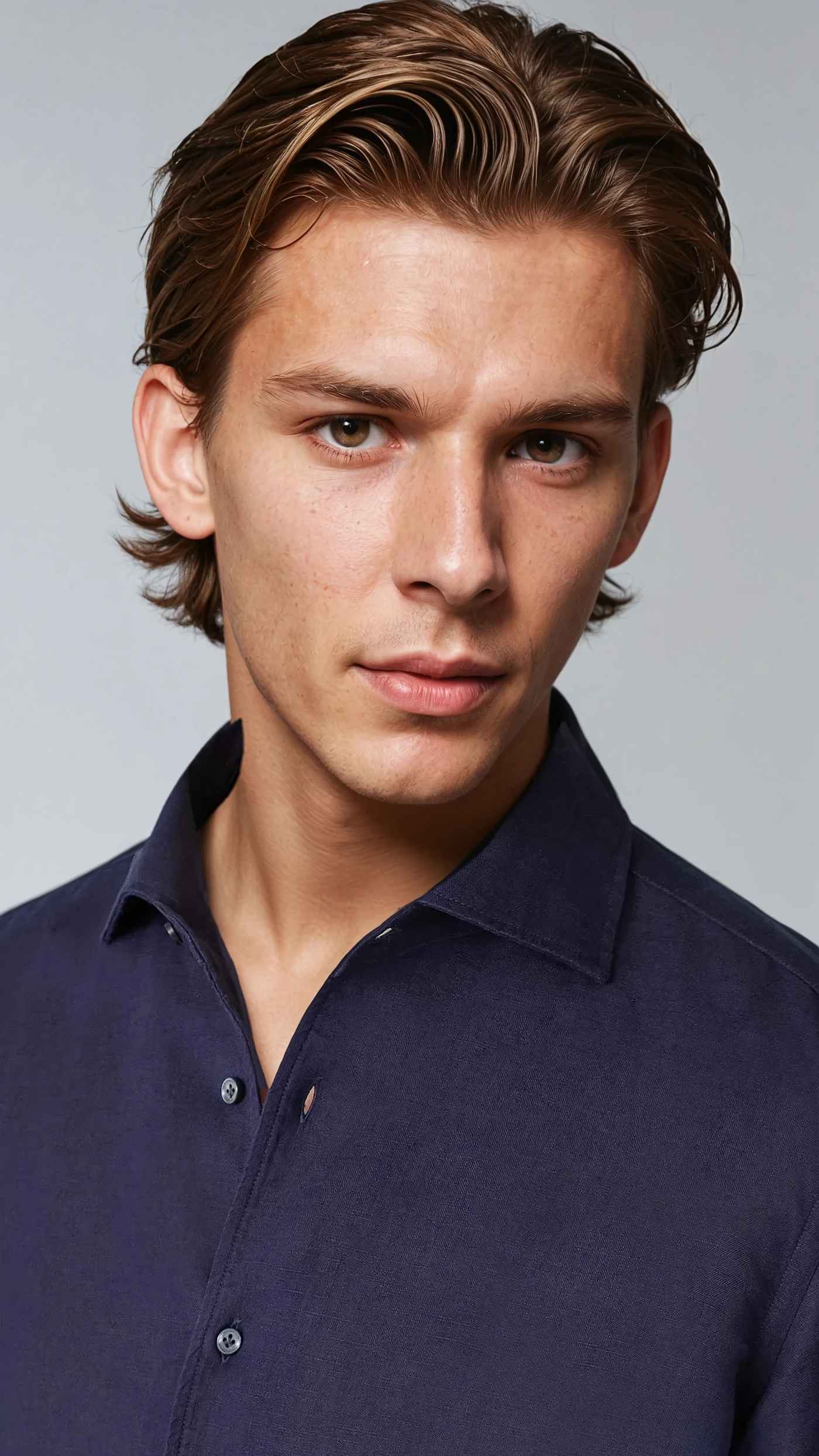 Linne Skjorta Marinblå